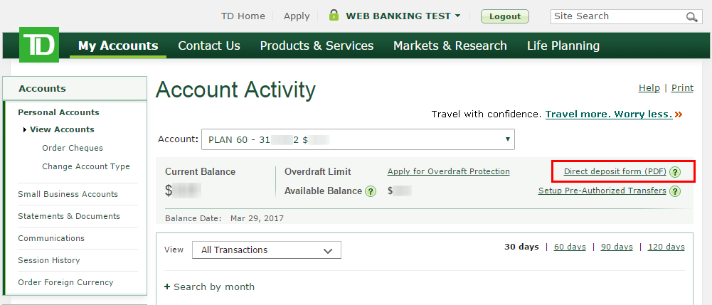 How To Get A Voided Check Td Bank